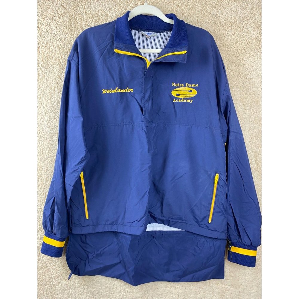 Notre Dame Academy Crew Sz L Vintage Pullover Windbreaker Coat